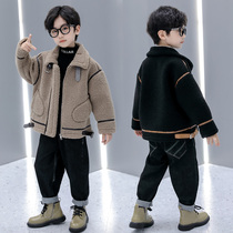 Boy winter wool sweater cotton-padded suit 2021 New Korean children early winter lamb cashmere foreign style thick child coat