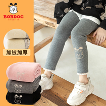 Babu Bean Girl Winter Clothing Warm Beating Underpants Foreign Air 2021 New Outwear Children Integrated Flannel Thickened Pants
