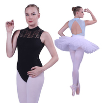 Sleeveless stand-up collar gymnastics suit Adult one-piece suit Ballet practice suit Dance suit Basic training body suit Black white