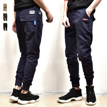 Hong Kong Chao brand Yu Wenle overalls mens Japanese slim trend little blue label casual toe cloth trousers