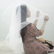 Original cloud man literary retro fresh travel veil bridal vacation simple small short Korean style