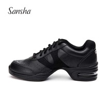 Sansha Square dance shoes dance shoes womens leather soft bottom dancing shoes wear fashion modern dance sneakers mens four seasons