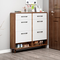 Ultra-thin shoe cabinet narrow home door modern simple all solid wood dump bucket entrance cabinet small house lockers