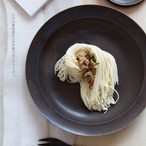 Handmade kiln change metal glaze Japanese disc Zen style creative retro tea plate Gilt disc set Deep disc set