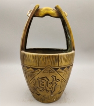 Antique pure copper Caiwang bucket ornaments Zhaocai Jinbao A bucket of gold ornaments decoration gifts antique collectibles