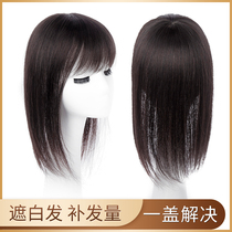 Real hair silk wig piece female head summer long replacement hair piece natural light thin breathable hair increase volume replacement hair block can be tied