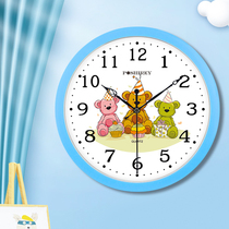 Super silent cartoon creative wall clock home kindergarten childrens room clock cute simple bedroom punch-free clock