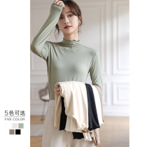 Modal half high collar base shirt female 2021 Autumn New slim slim body long sleeve black T-shirt top