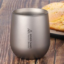 Range Rover outdoor pure titanium double-layer teacup metal Japanese non-string coffee beer cup single Cup kung fu tea cup