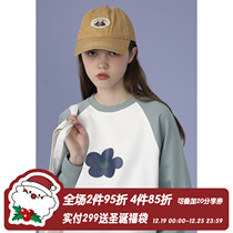 square houlest homemade long sleeve T-shirt style round neck cotton print shoulder sleeve student long sleeve women