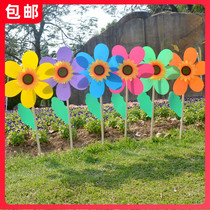 36cm Seven Colorful Wooden Poles Big Windmill Childrens Stall Toys Outdoor Windmills Windmills Big Sun Flowers Windmills