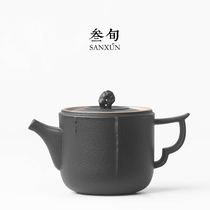 Thirty-year black pottery Wenqi teapot ceramic household handmade teapot Chinese Zen tea set tea single pot small teapot