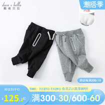 David Bella Child Clothing 2022 Winter New Male Children Shake Grain Suede Pants Plus Suede Trousers Male Foreign Air Casual Pants