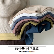 Red Peoples Pavilion High collar beating undershirt Womens autumn Winter 2022 new foreign air 100 hitch a loose long sleeve white t-shirt