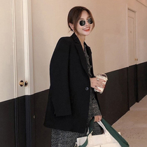 2021 autumn new casual small blazer womens mid-length Korean version loose and thin professional chic suit trend