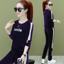 Sesvelour Sport Set Womens 2021 Autumn New Korean Loose Casual Autumn Fashion Sweatshirt Large Two Pieces