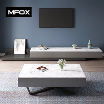 Nordic marble coffee table Minimalist simple modern light luxury Italian metal industrial style black and white living room coffee table