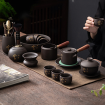 Purple Sand Tea Set Suit Retro Bubble Teapot Lid Bowl cup Home Living room WY gift boxed Japanese style Ceramics Kung Fu set