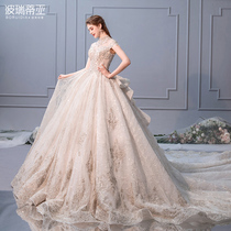 Main wedding dress 2021 new bride heavy industry luxury European-style large tail dress starry sky fantasy temperament super fairy Sen series