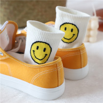 Spring and Autumn Korea Smiley Face Academy Wind Trend Stripes Fashion Text Harajuku Sports Joker Socks C028