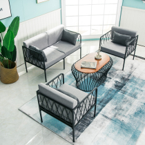 Wrought iron sofa clothing store Nordic industrial style studio simple modern coffee table single double creative office chair