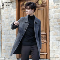 Winter chestnuts coat mens double-sided cashmere coat long wool woolen trench coat youth British style