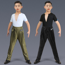 Childrens male Latin dance clothes young boys boys boys boys dance exercises Skill Training Conserved Suit Short Sleeve Summer