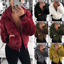 Women winter hooded fur jacket