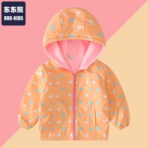 2021 autumn and winter girl hooded jacket autumn winter plus velvet padded baby padded jacket warm foreign gas children hooded top