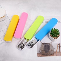Creative stainless steel tableware set portable student tableware three-piece set fork spoon chopsticks set gift customization