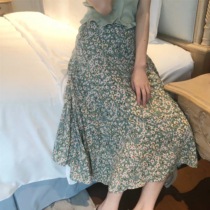 sweet Heart Fairy Mint Wizard Oz Broken Flower High Waist Half Dress Vacation Dress