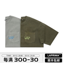 LAPRIMA 21SSPocket printed pockets loose short sleeves T-shirt batik washed water bones word CITYBOY