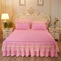 Thickened princess style lace one-piece bed skirt cotton warm bedspread type 1 8m Simmons non-slip dust protection cover