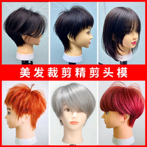 Real hair fine cutting head mold Hair model head dummy head model Hair salon cutting hair cutting hot dyeing practice doll head