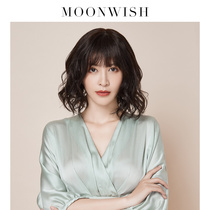 Mengweishi wig female long hair fashion temperament pear flower omelet head medium-long thin bangs real hair wig full headgear