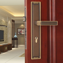 New Chinese door lock Indoor full copper bedroom lock mute home imitation antique Chinese solid wood door All copper room door lock package