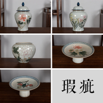 Jingdezhen antique hand-painted tea cans blue and white colorful Chinese ceramic tea set tea cans tea wash tea ceremony accessories blemishes