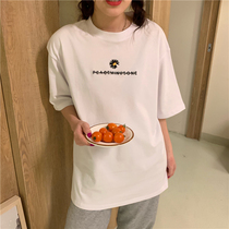 Retro harbor style summer chic loose pure white half-sleeve top ins Super fire small daisy short sleeve t-shirt womens T-shirt