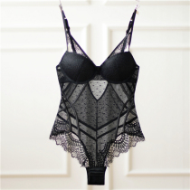 Sexy bra pajamas women gather perspective net gauze seduction nightgown underwear lace one-piece dress beautiful back boudoir date