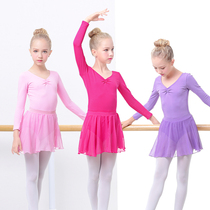 Dance suit Childrens women rehearssing girls long sleeves ballet dresses Chinese dance test class uniforms young children spring and autumn dancing skirts