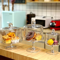 New European style big number glass cake pan transparent dust cover with high foot test for fruit tray sweet pint wedding exhibition