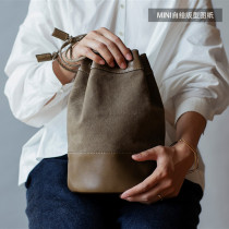 Handmade bag drawings BXK158 bucket bag Japanese minimalist 4mm cut-off leather bag canvas handbag version drawings