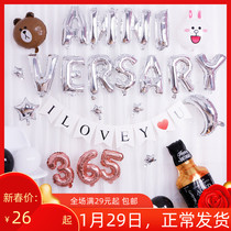 1st anniversary surprise decorating couples in love with 100 days romantic room marriage scene arranged aluminum film balloon