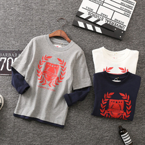 Tide children t-shirt Boys long-sleeved cotton T-shirt Medium and large childrens thin round neck base shirt top t-shirt