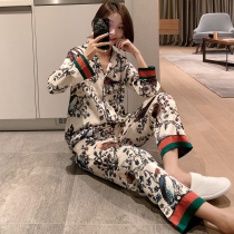 Hong Kong trendy brand ins style pajamas womens spring autumn and winter ice silk long-sleeved net red sexy student summer home two-piece suit