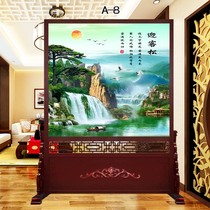 Chinese screen partition living room hotel company office entrance door cover porch solid wood double-sided seat screen