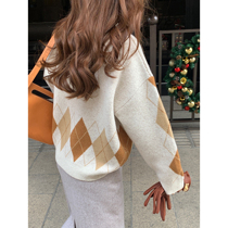 (JUSLIN) classic retro color color red jacquard Christmas color profile round neck sweater F1246