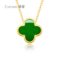 Clover Gold Pendant Gold Pendant 999 Pot Gold 3D Hard Gold choker 24K Pure Gold Necklace Pendant Womens Gold Bracelet
