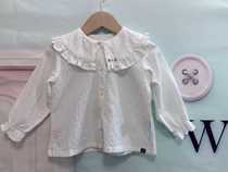 Girls Shirts Korean Version 2019 Autumn Western Style Childrens Baby Shirts Tops White Lace Collar Baby Shirts Pure Cotton