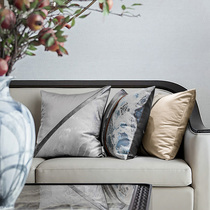 (Full edge) New Chinese sofa embroidery pillow model room soft waist pillow case office decoration cushion